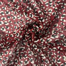 1 3/4 YD PC-Dark Red Multi Print Chiffon Fabric