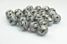 100 PCs Gun Metal Plated Black Carved Round Beads 6mm/8mm/10mm Diamond Cut For Jewelry Making