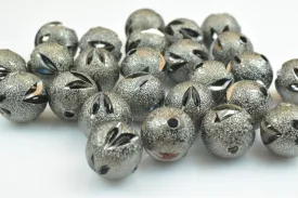 100 PCs Gun Metal Plated Black Carved Round Beads 6mm/8mm/10mm Diamond Cut For Jewelry Making