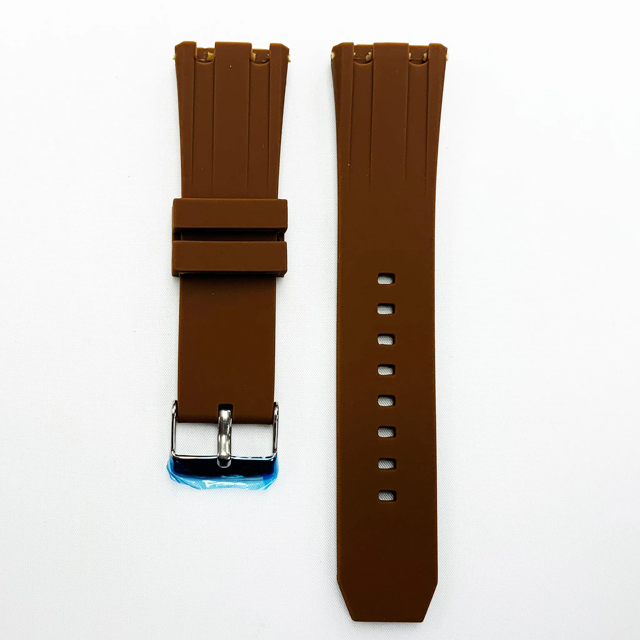 24 MM Silicone Special Double Cut Watch Band Brown Color Quick Release Regular Size Watch Strap