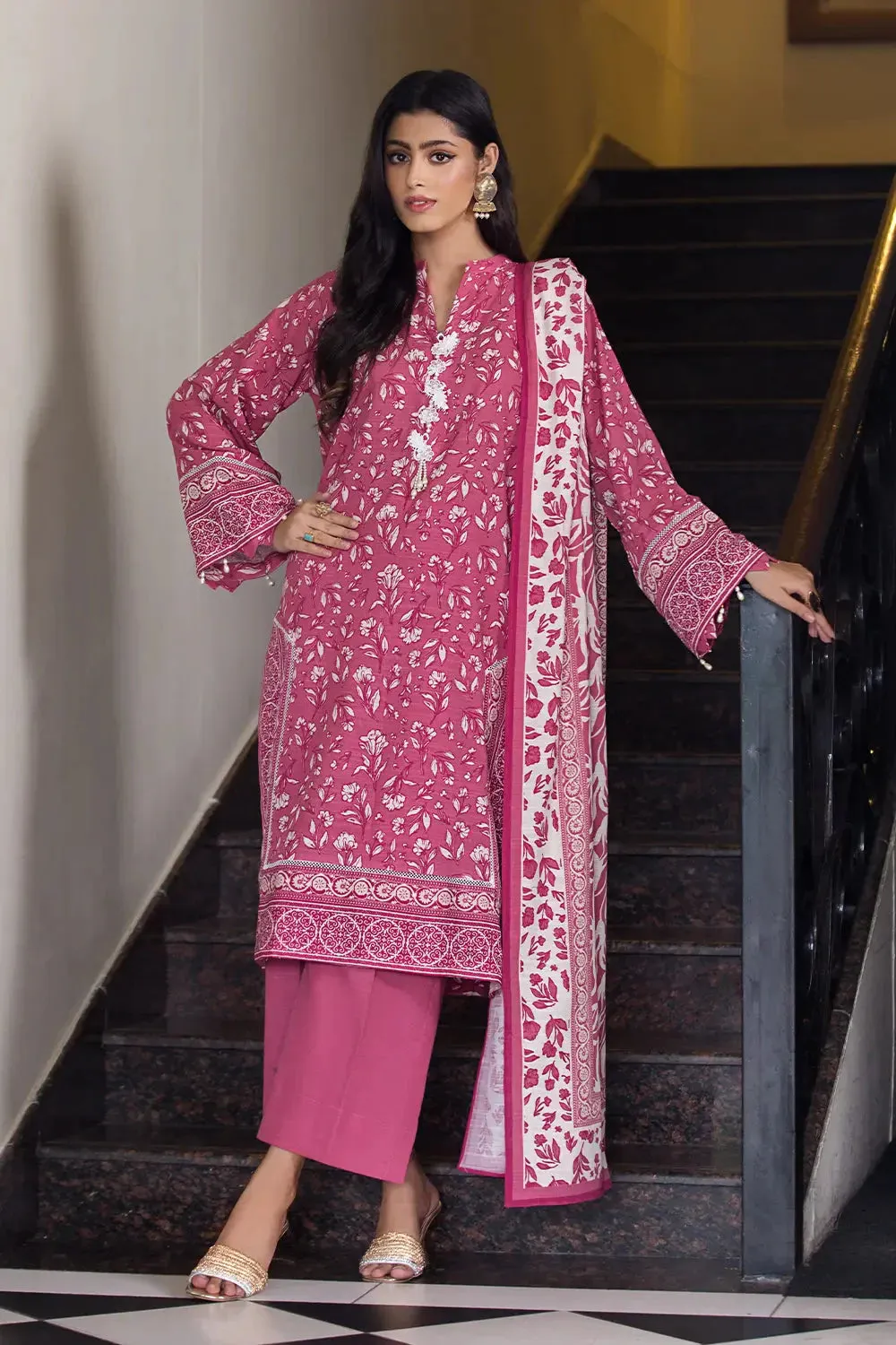 3PC Printed Unstitched Khaddar Suit KKH-2873