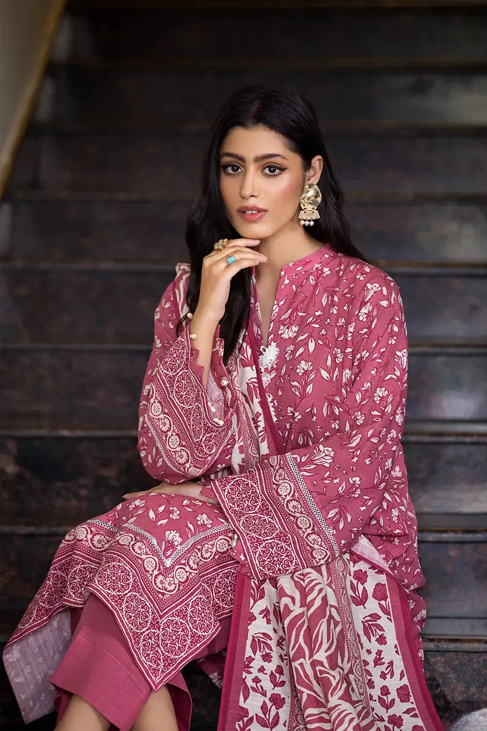 3PC Printed Unstitched Khaddar Suit KKH-2873