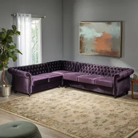 6 Seater Tufted Velvet Chesterfield Sectional - NH504013