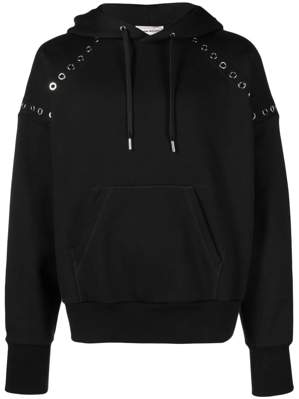 ALEXANDER MCQUEEN Black Eyelet Hoodie for Men - SS23