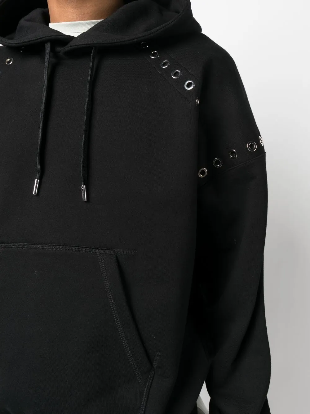 ALEXANDER MCQUEEN Black Eyelet Hoodie for Men - SS23