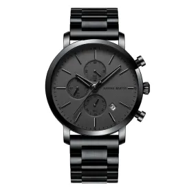 Amalfi Minimalist Matte Black Chronograph Watch