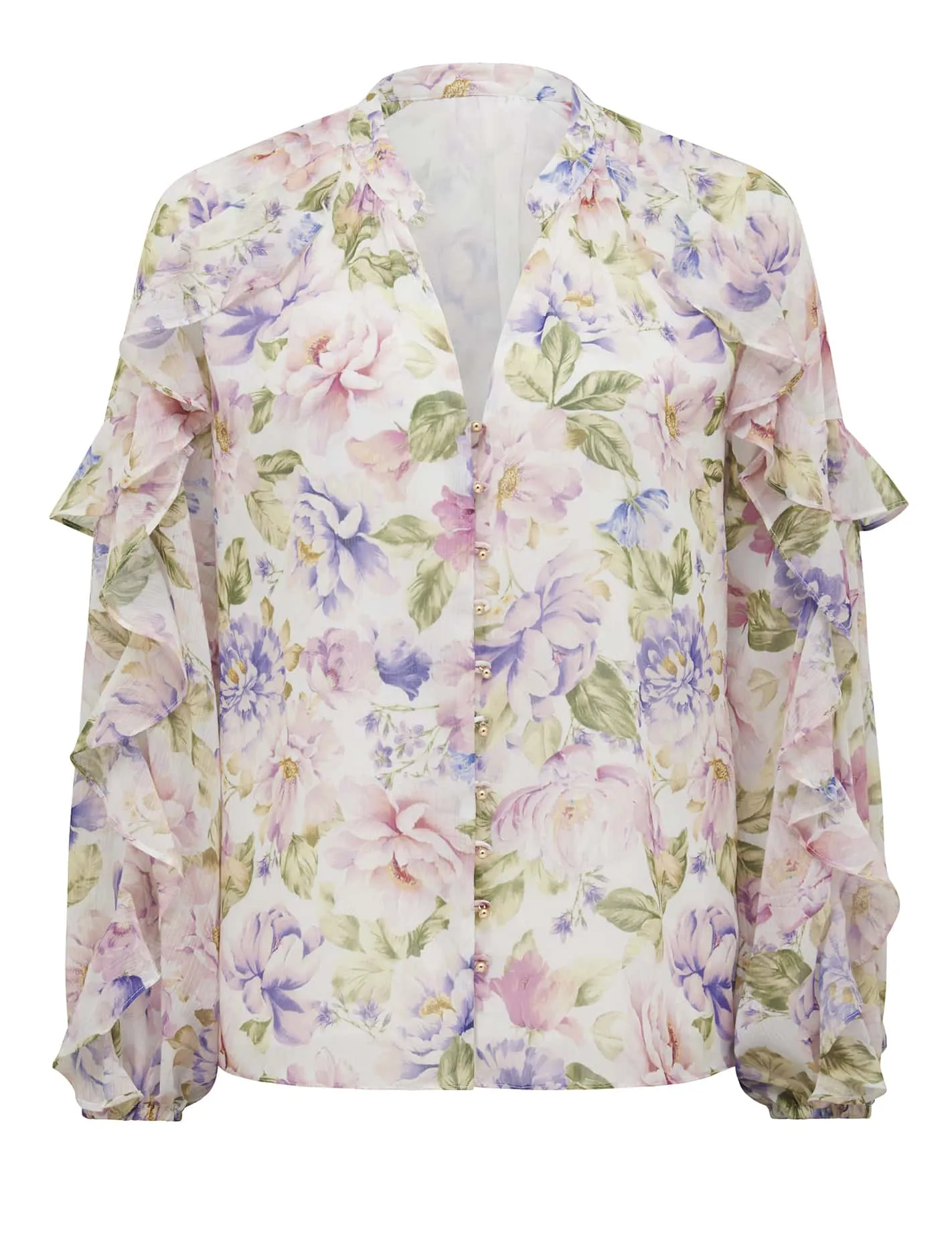 Belle Printed Ruffle Blouse