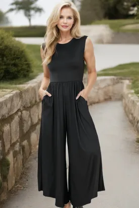 Black Open Back Wide Leg Jumpsuit