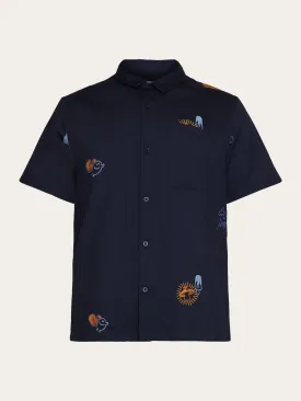 Box fit short sleeve shirt with embroidery - GOTS/Vegan - Night Sky