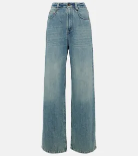 Brunello Cucinelli Wide Leg High Rise Jeans, Blue