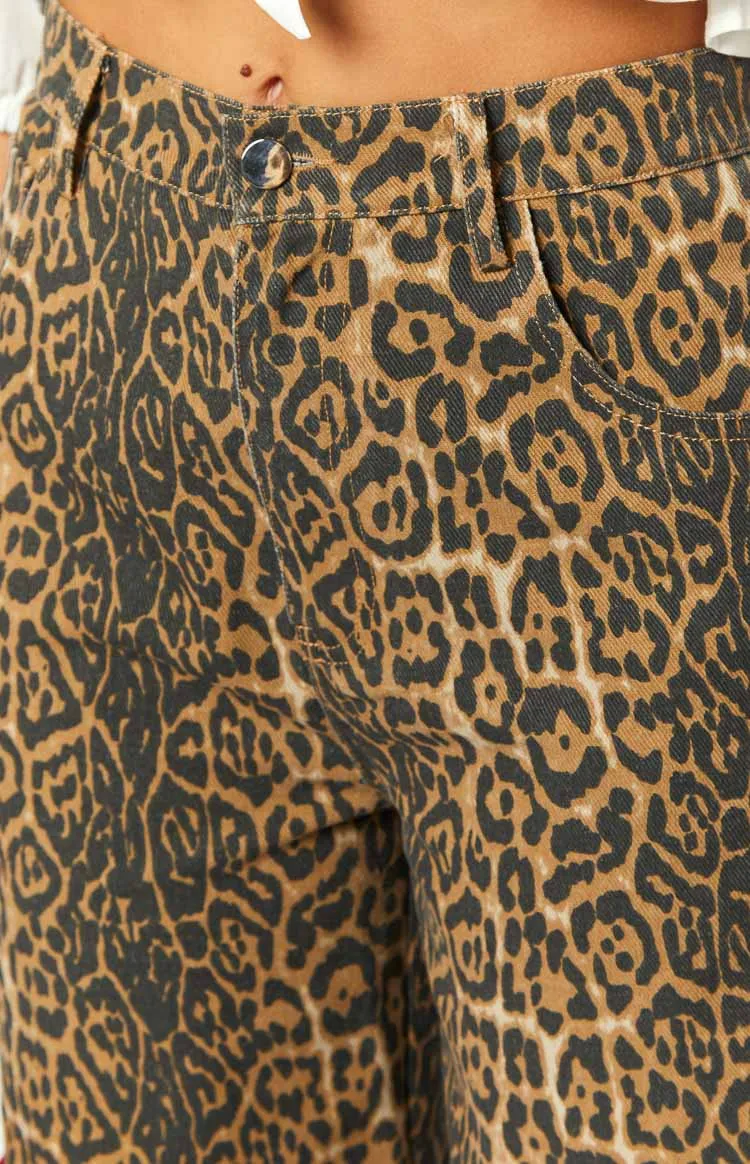 Brunet Leopard Print Straight Leg Jeans