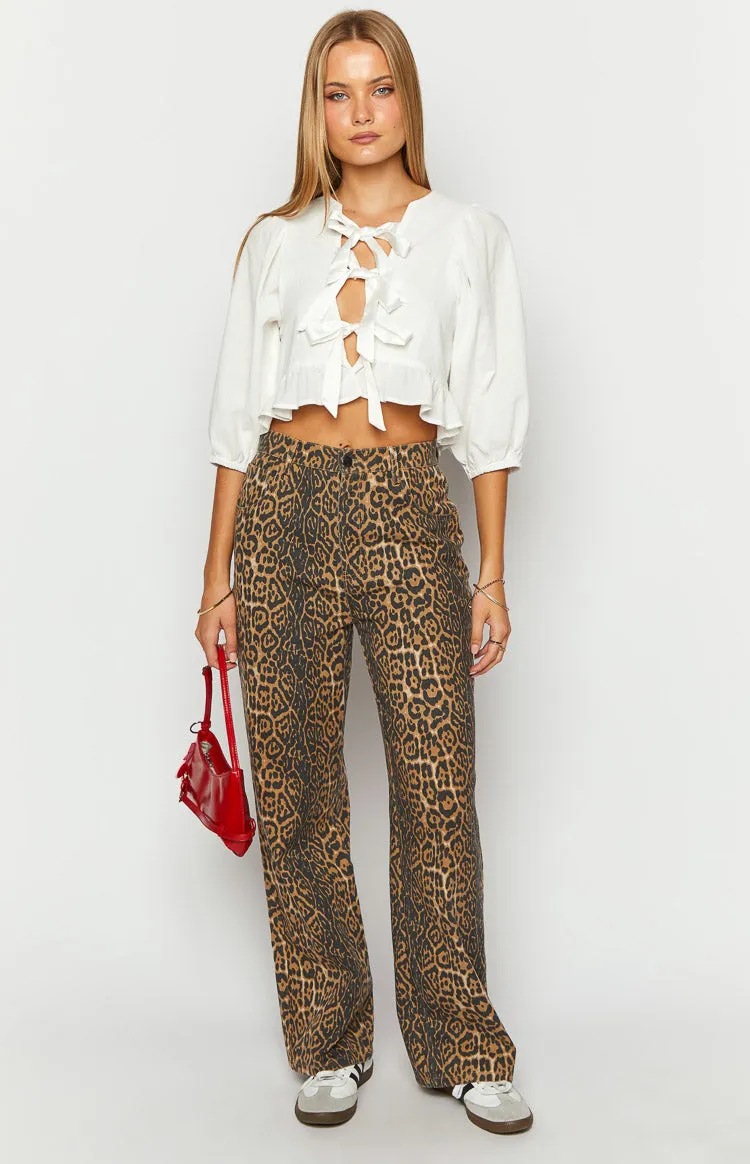 Brunet Leopard Print Straight Leg Jeans