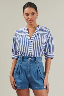 Catana Striped Split Neck Top