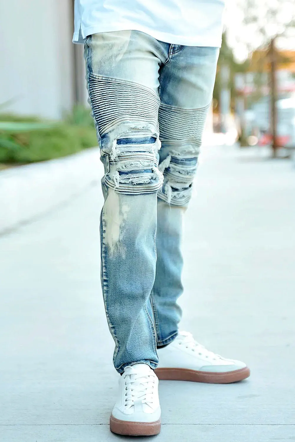 Desert Washed Biker Denim Jeans