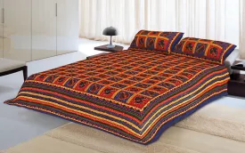 Designer Mart Kantha Work Embroidered Double Bed sheet with two pillow covers