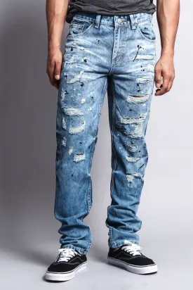 Distressed Wash Slim Jeans