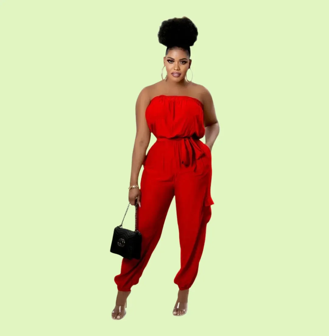 Elegant Off-Shoulder Strapless Jumpsuit - Prolyf Styles