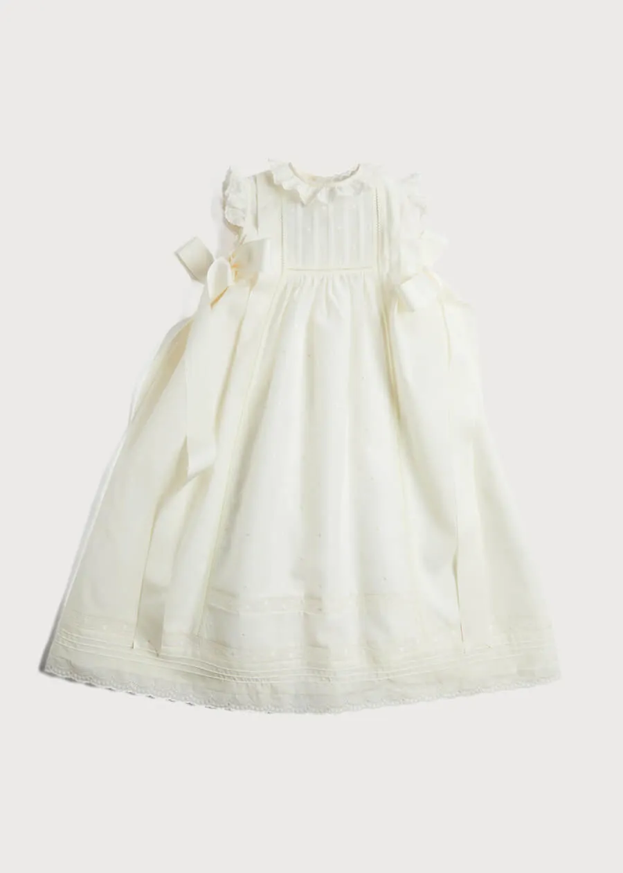 Embroidered Lace Trim Gown in Ivory (6-12mths)