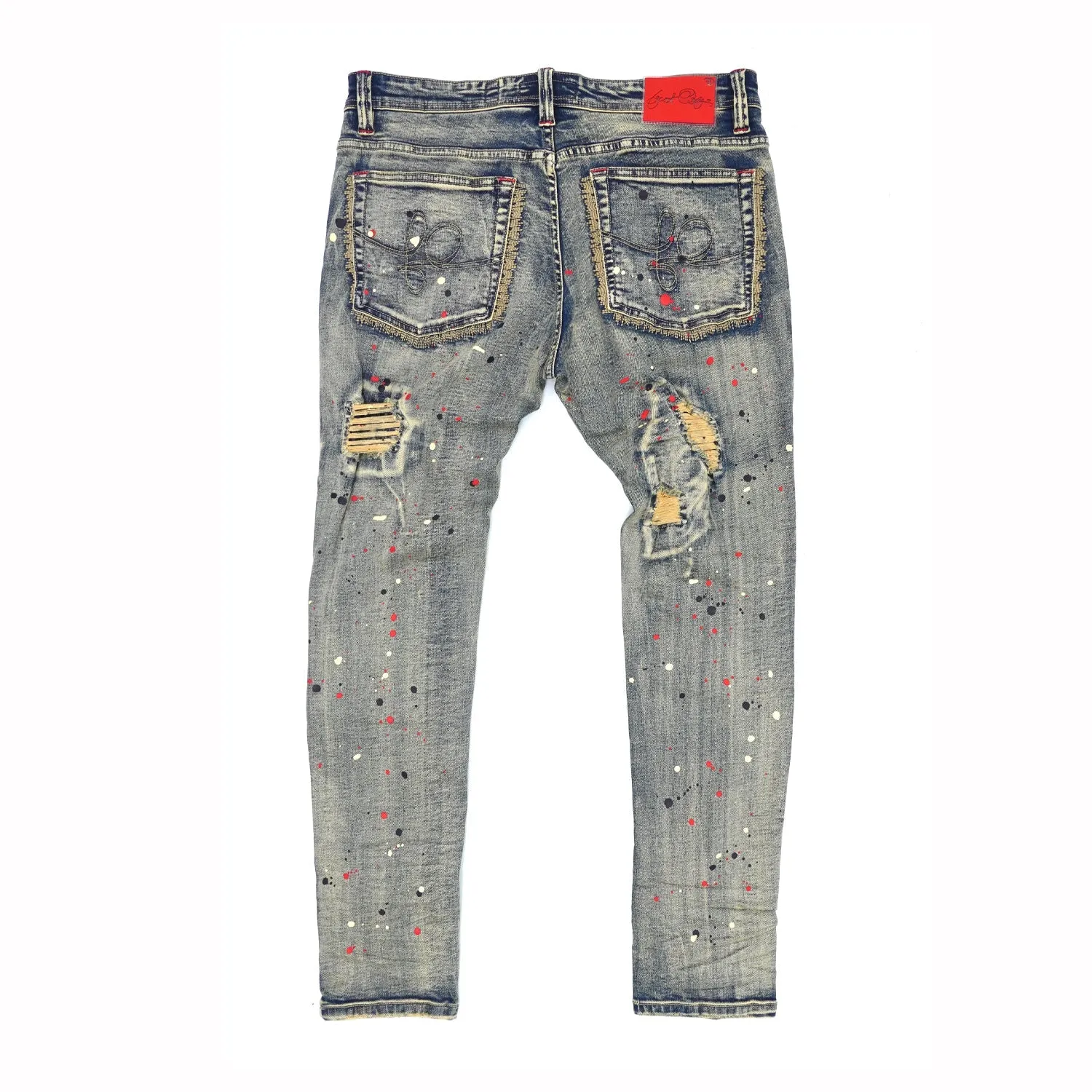 F1778 Frost Shredded Jeans w/ paint - Vintage