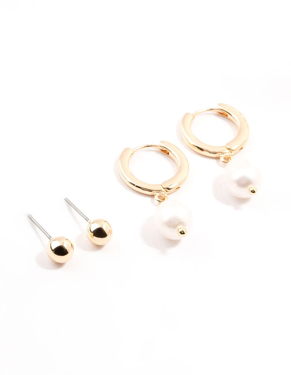 Gold Pearl Cuff & Hoop Earrings 3-Pack