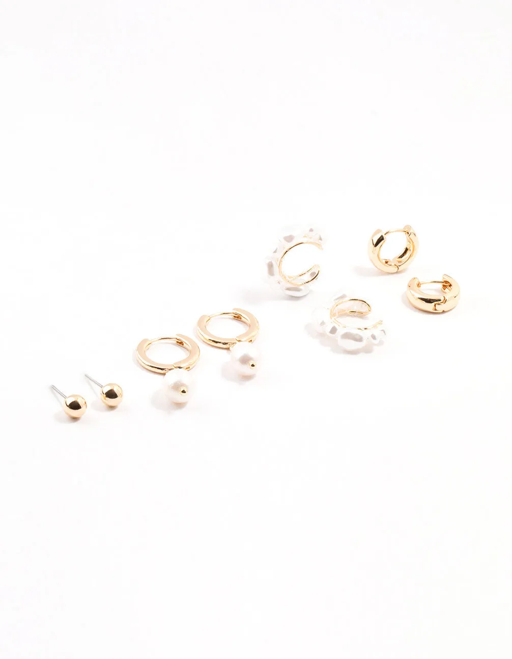 Gold Pearl Cuff & Hoop Earrings 3-Pack