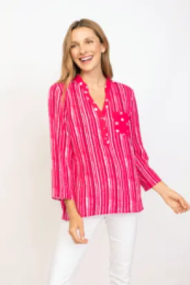 Habitat Sale, 33217 Mix Split Mandarin Shirt, Rose 50% Off Regular Price