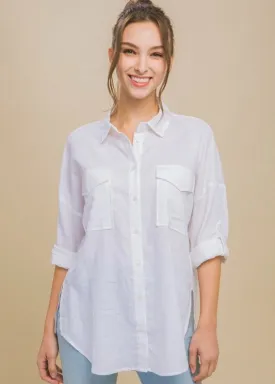 In the Clouds Linen Button Down Shirt