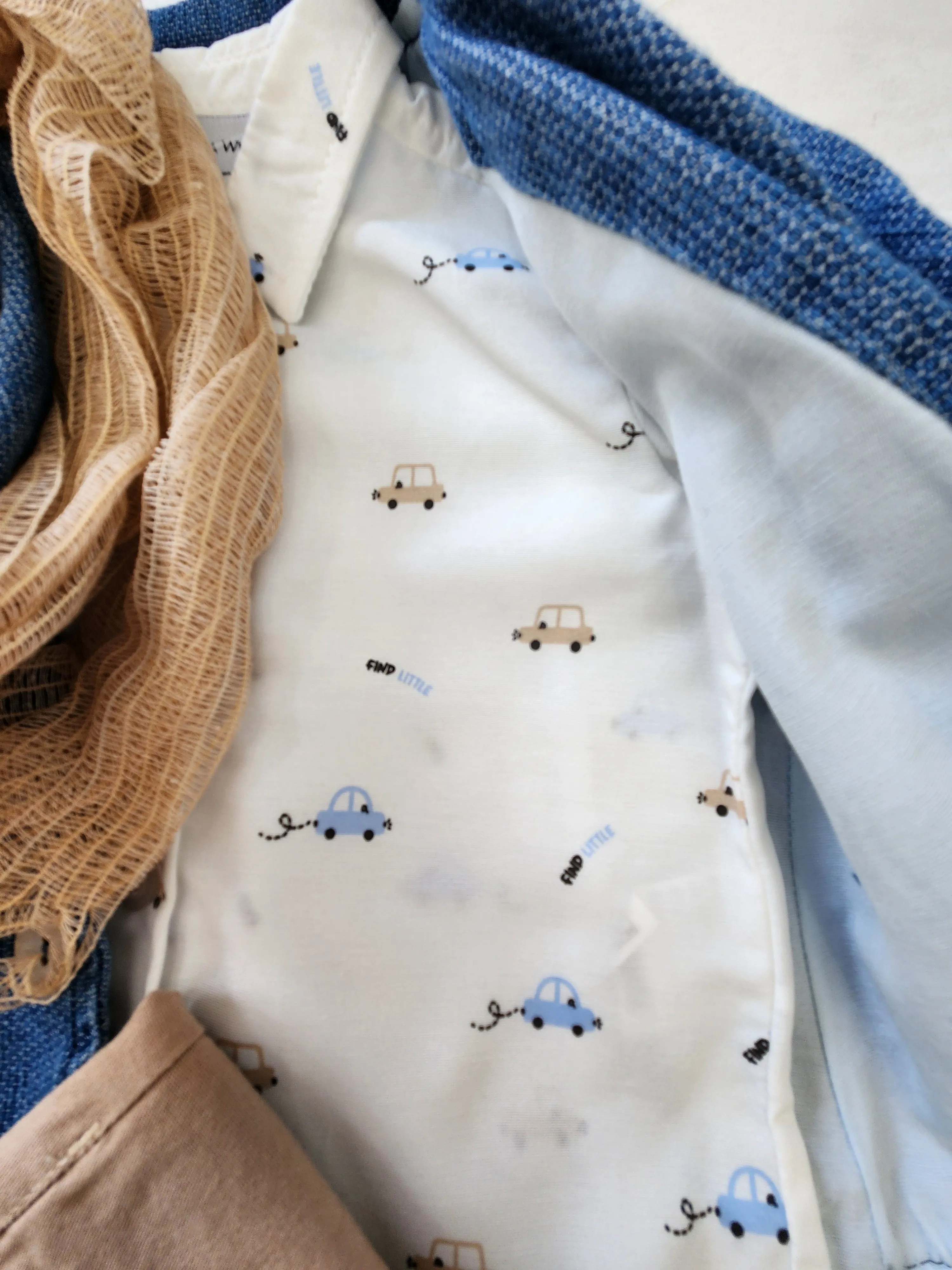 Infant and Toddler Boys' Adorable Blue Jean Jacket, Button-Up Shirt and Pants 3-Piece Set