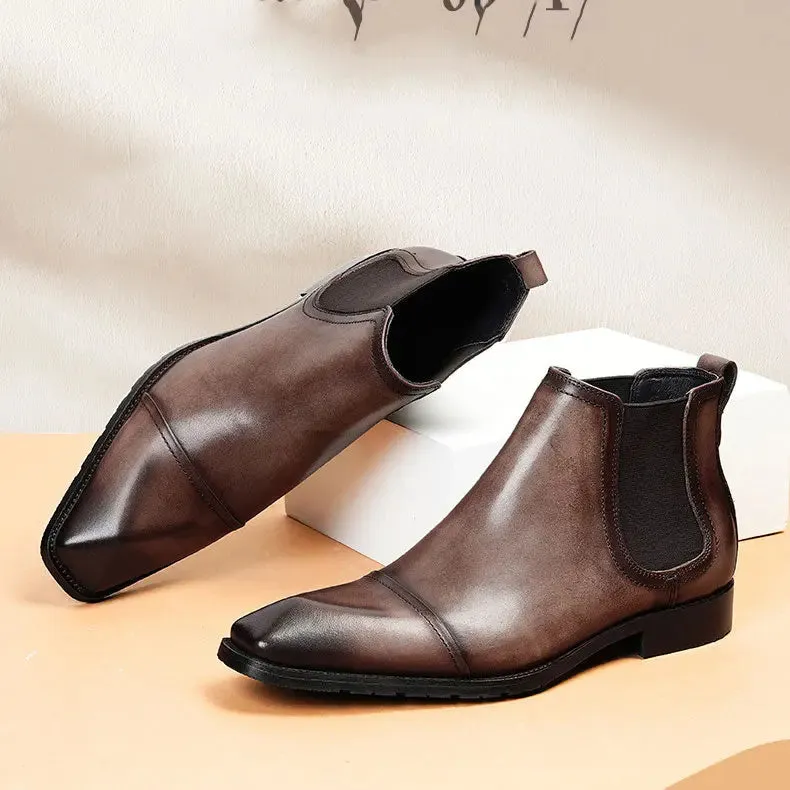 Men’s formal cap-toe boots Brown