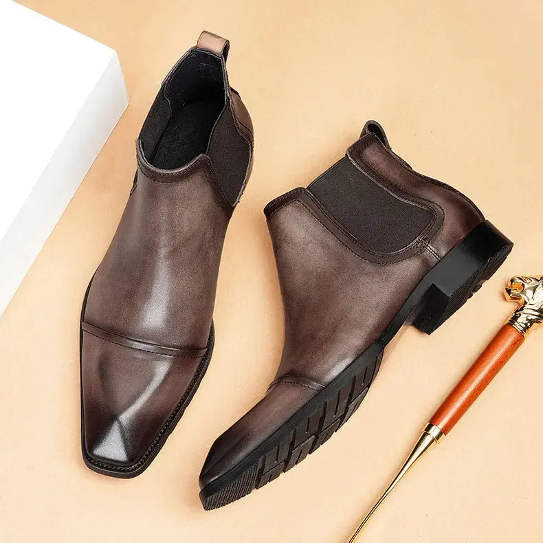 Men’s formal cap-toe boots Brown