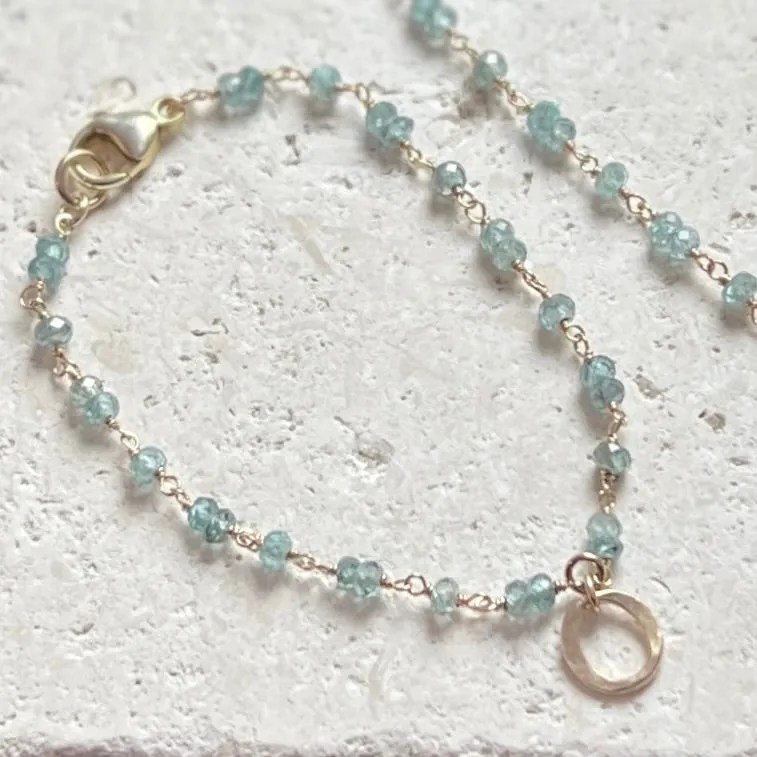 Polaris Bracelet Natural Blue Zircon Kai Charm Gold Filled