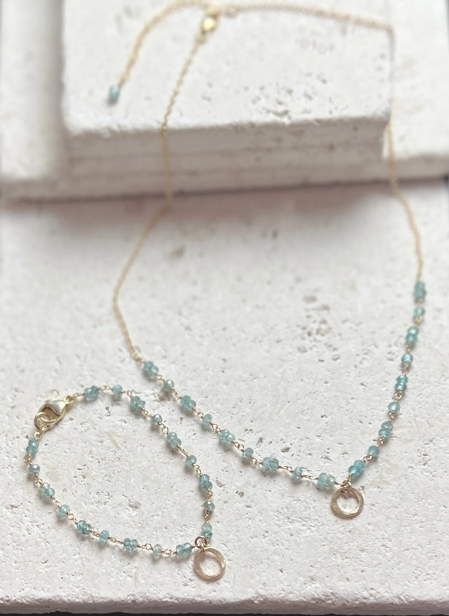 Polaris Bracelet Natural Blue Zircon Kai Charm Gold Filled