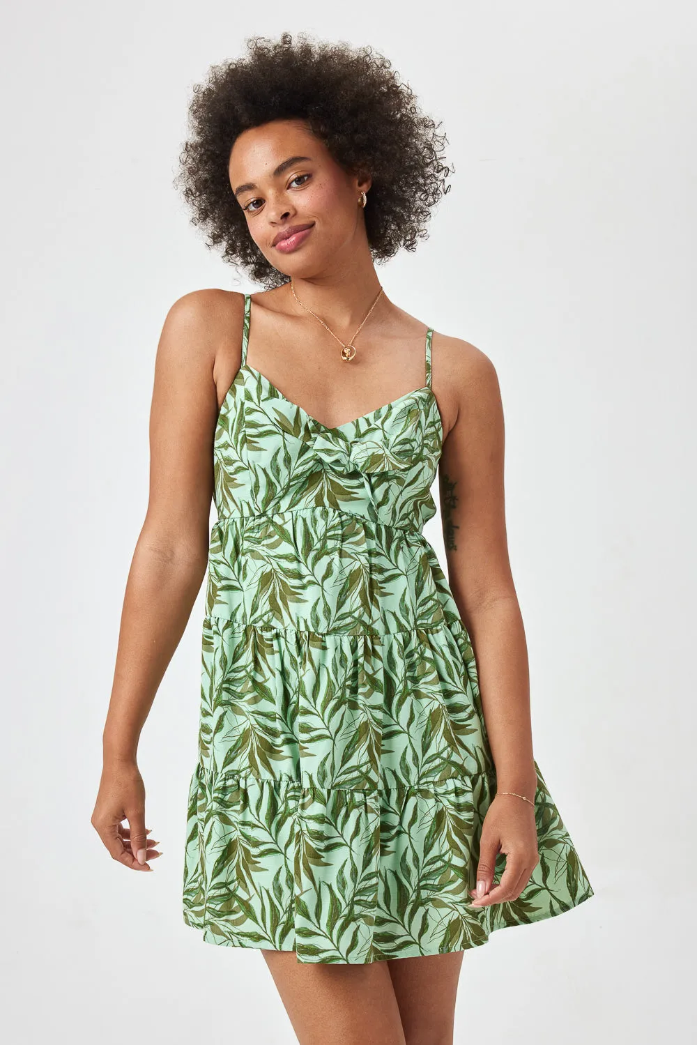 Sage Floral Tie Front Dress