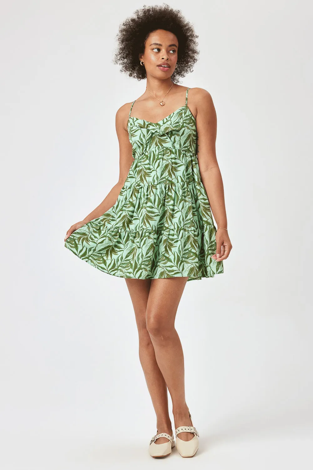 Sage Floral Tie Front Dress