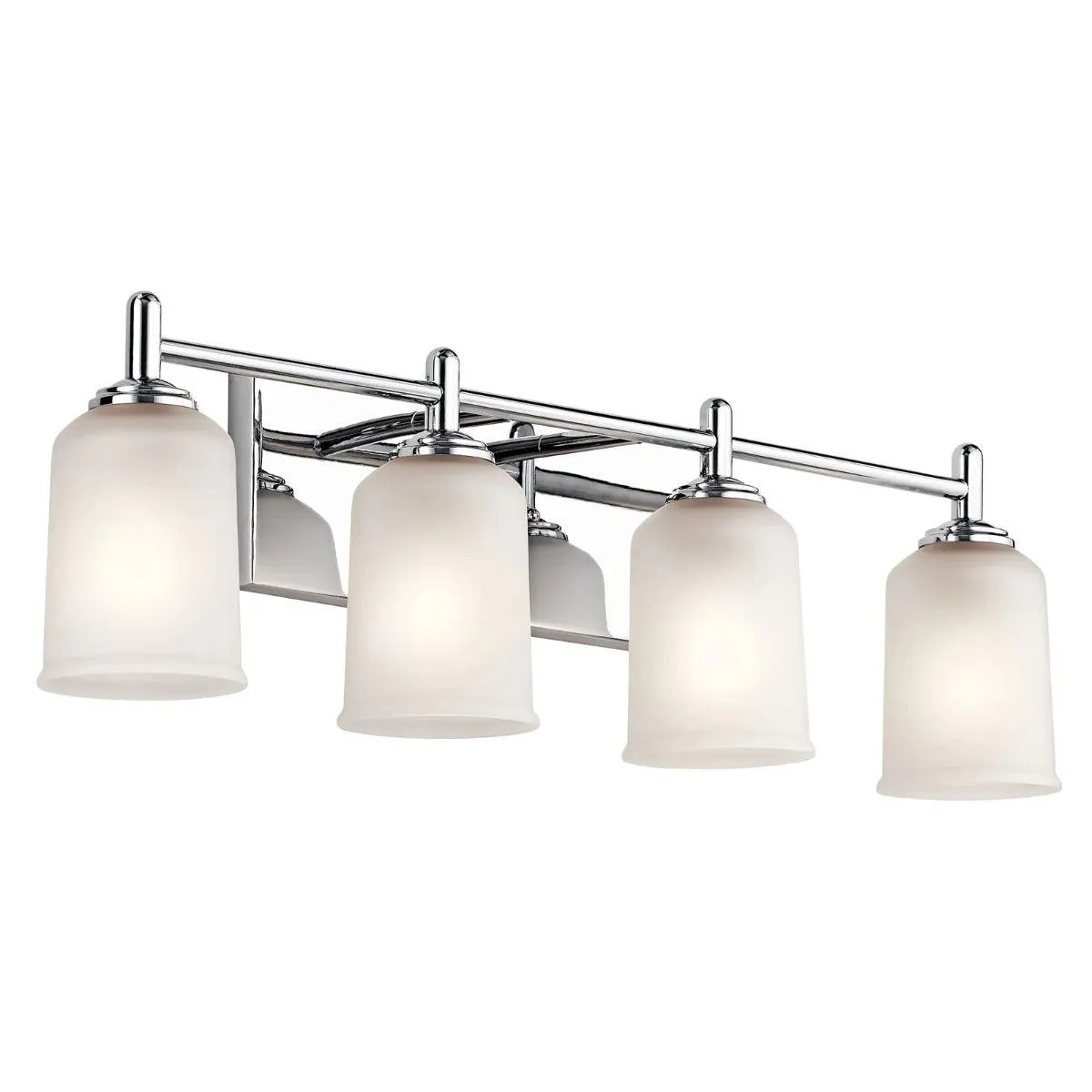 Shailene 30 In 4-Lights Bathroom Vanity Light With Clear Satin Etched Glass, Chrome Finish