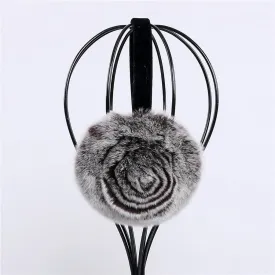 Stylish Natural Rabbit Fur Earmuff - Fashion Floral Design - Women's Winter Accessory