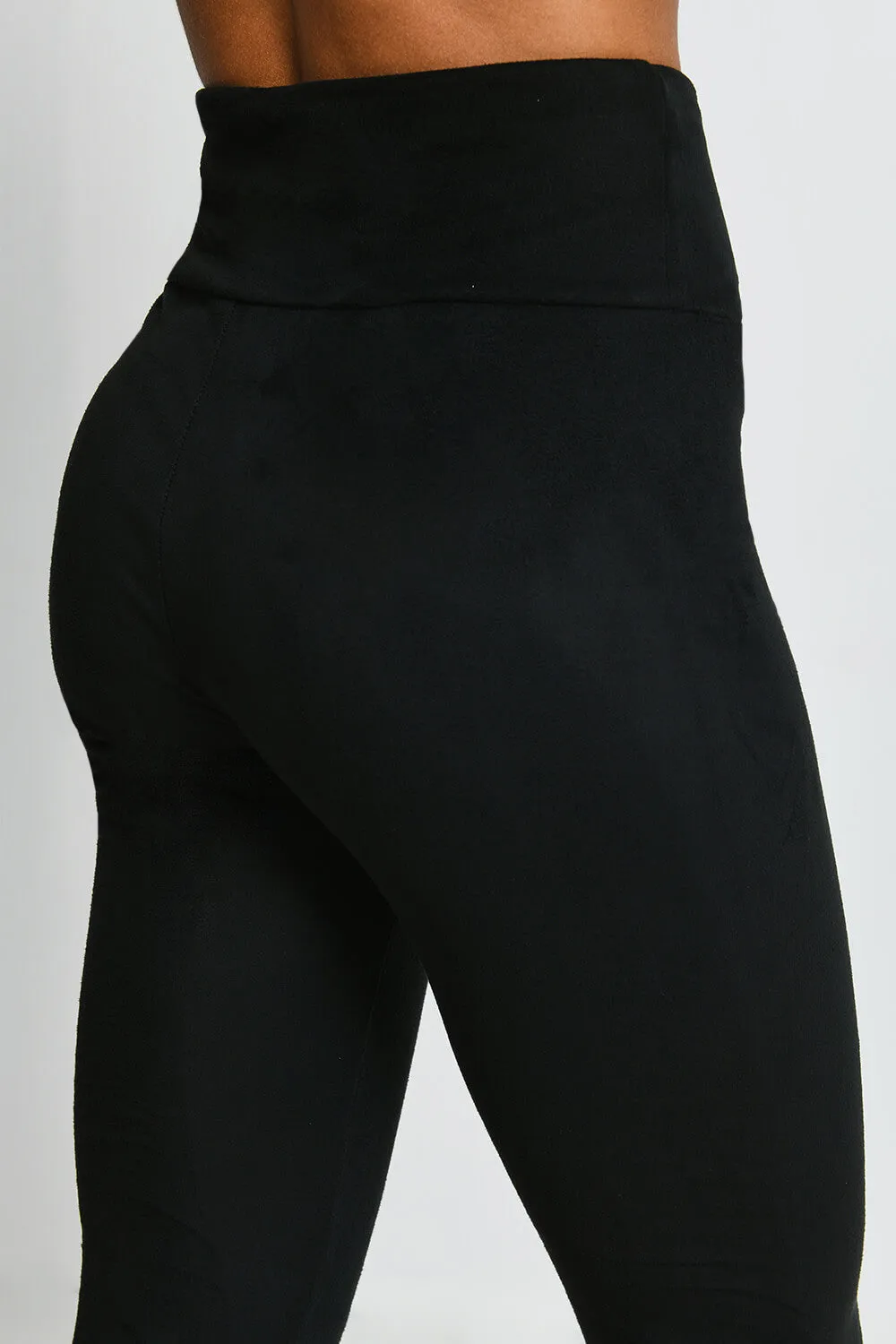 Suede Look Leggings - Black