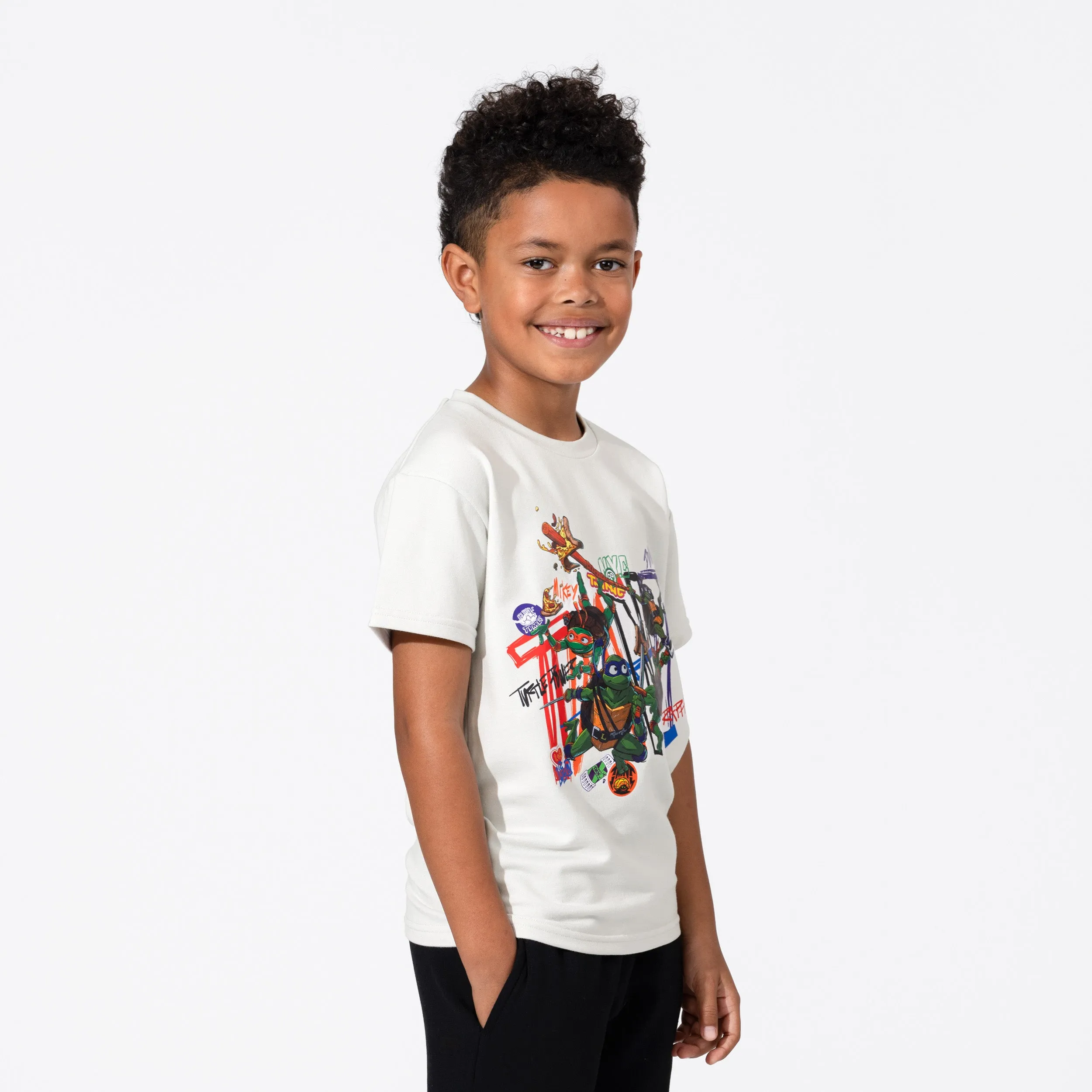 Teenage Mutant Ninja Turtles: Mutant Mayhem Bone White Bamboo Terry Kids Oversized T-Shirt