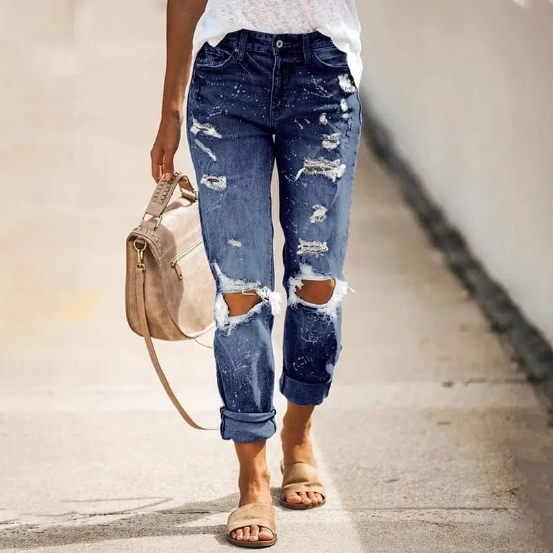 Vintage Ripped Slim Fit Jeans