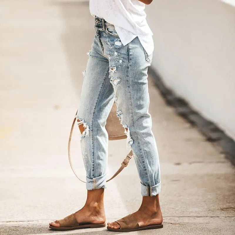 Vintage Ripped Slim Fit Jeans