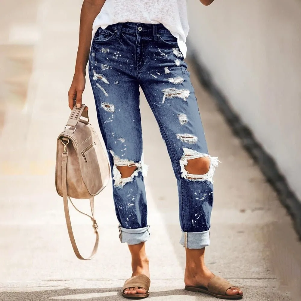 Vintage Ripped Slim Fit Jeans