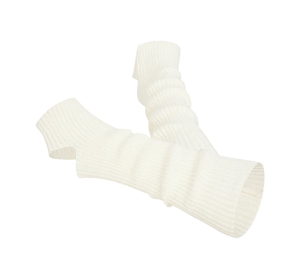 Women Stretchy Ribbed Knit Stirrup Leg Warmers