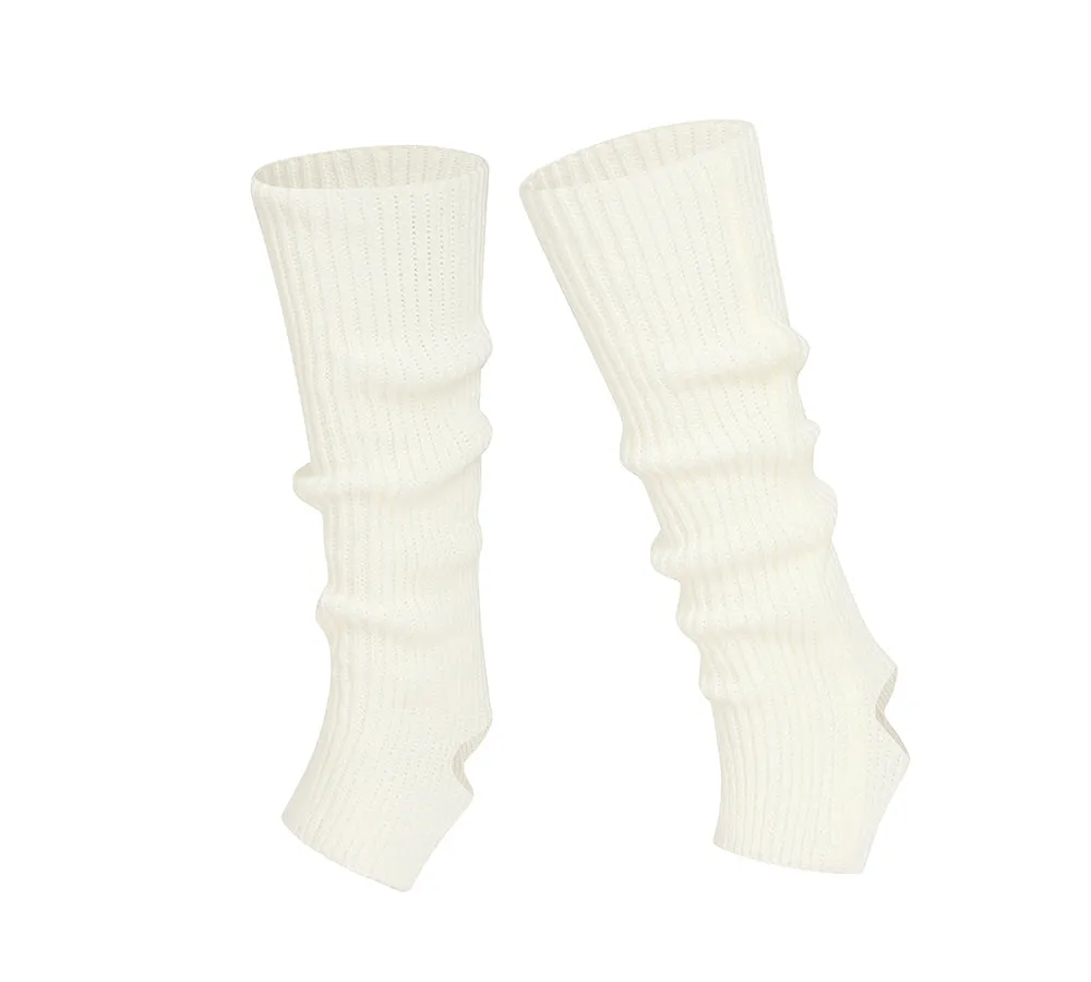 Women Stretchy Ribbed Knit Stirrup Leg Warmers