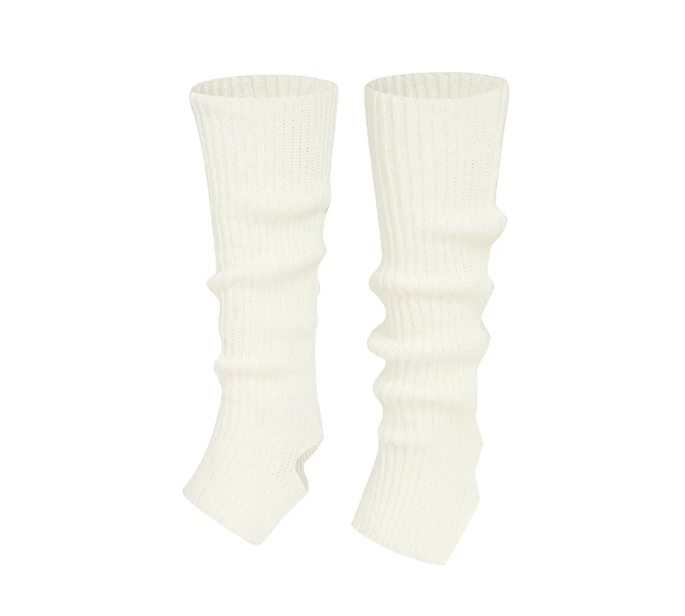 Women Stretchy Ribbed Knit Stirrup Leg Warmers