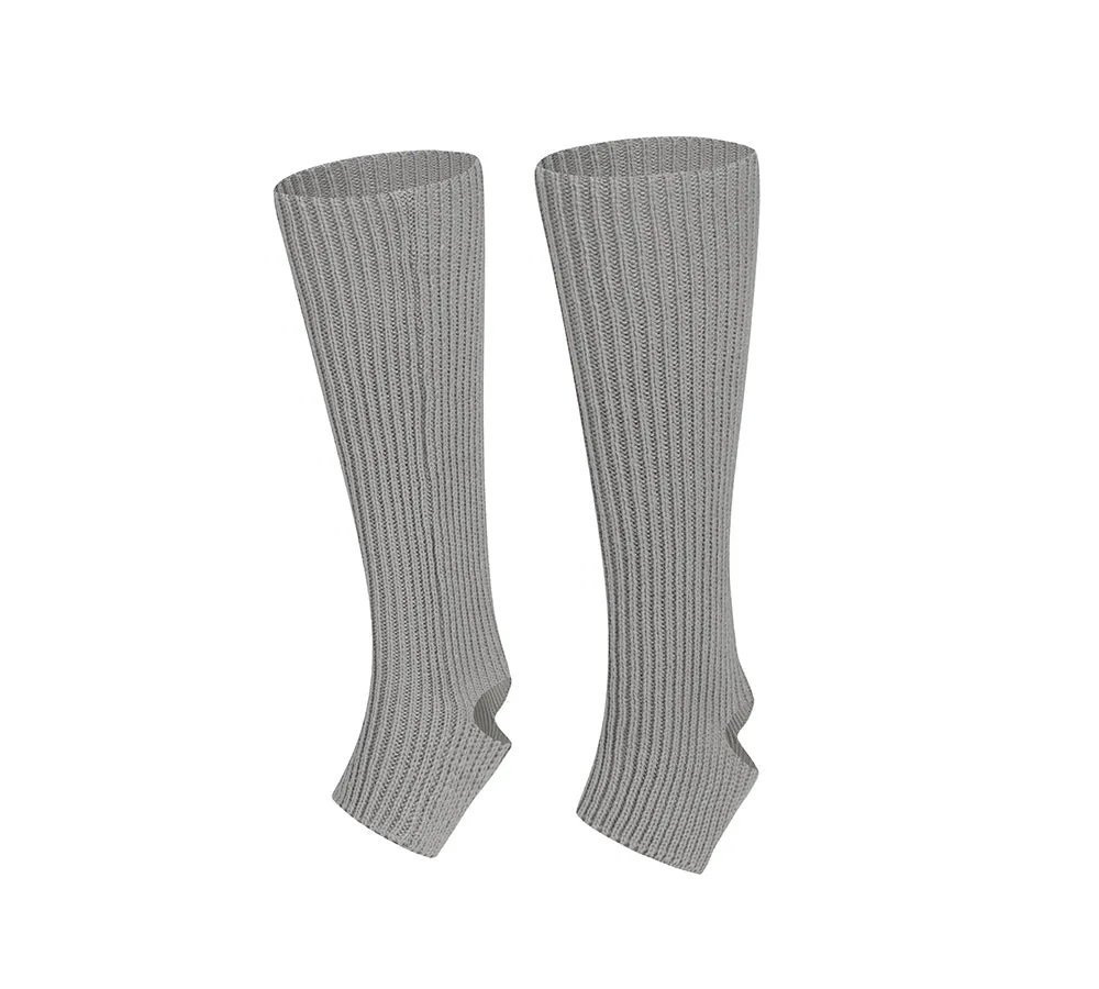 Women Stretchy Ribbed Knit Stirrup Leg Warmers