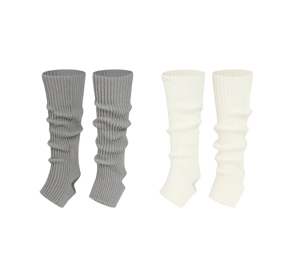 Women Stretchy Ribbed Knit Stirrup Leg Warmers