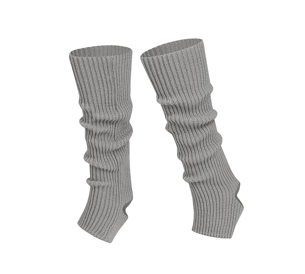 Women Stretchy Ribbed Knit Stirrup Leg Warmers